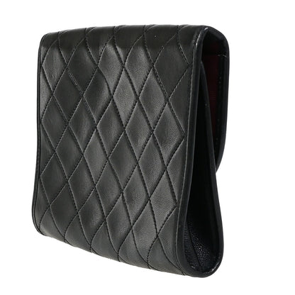Chanel Vintage Round Flap Bag Quilted Lambskin, BLACK, LEATHER, Handbag