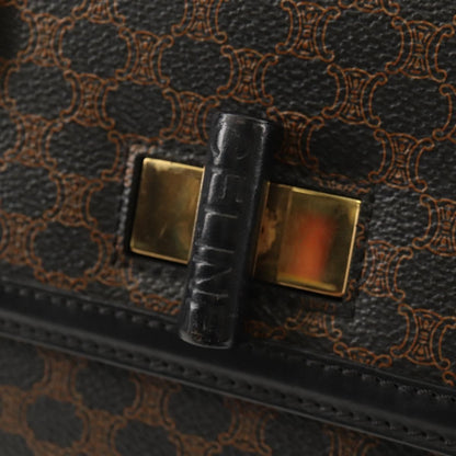 Celine Vintage Convertible Top Handle Bag Macadam Coated Canvas, BROWN, PVC, Handbag