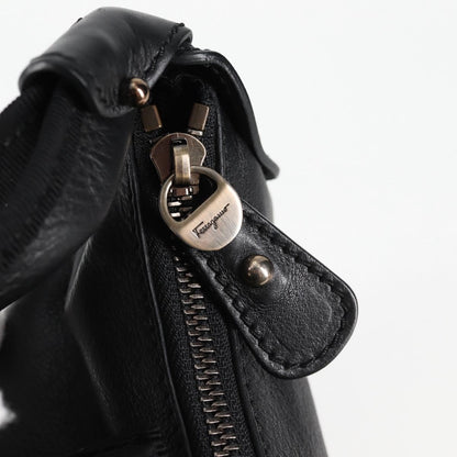 Salvatore Ferragamo Vala Shoulder Bag Leather, BLACK, LEATHER, Shoulder bag