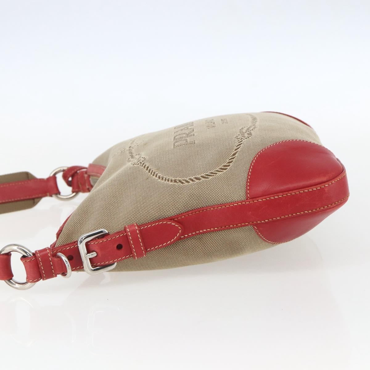 Prada Logo Zip Crossbody Bag Canvas, BEIGE, CANVAS, Shoulder bag