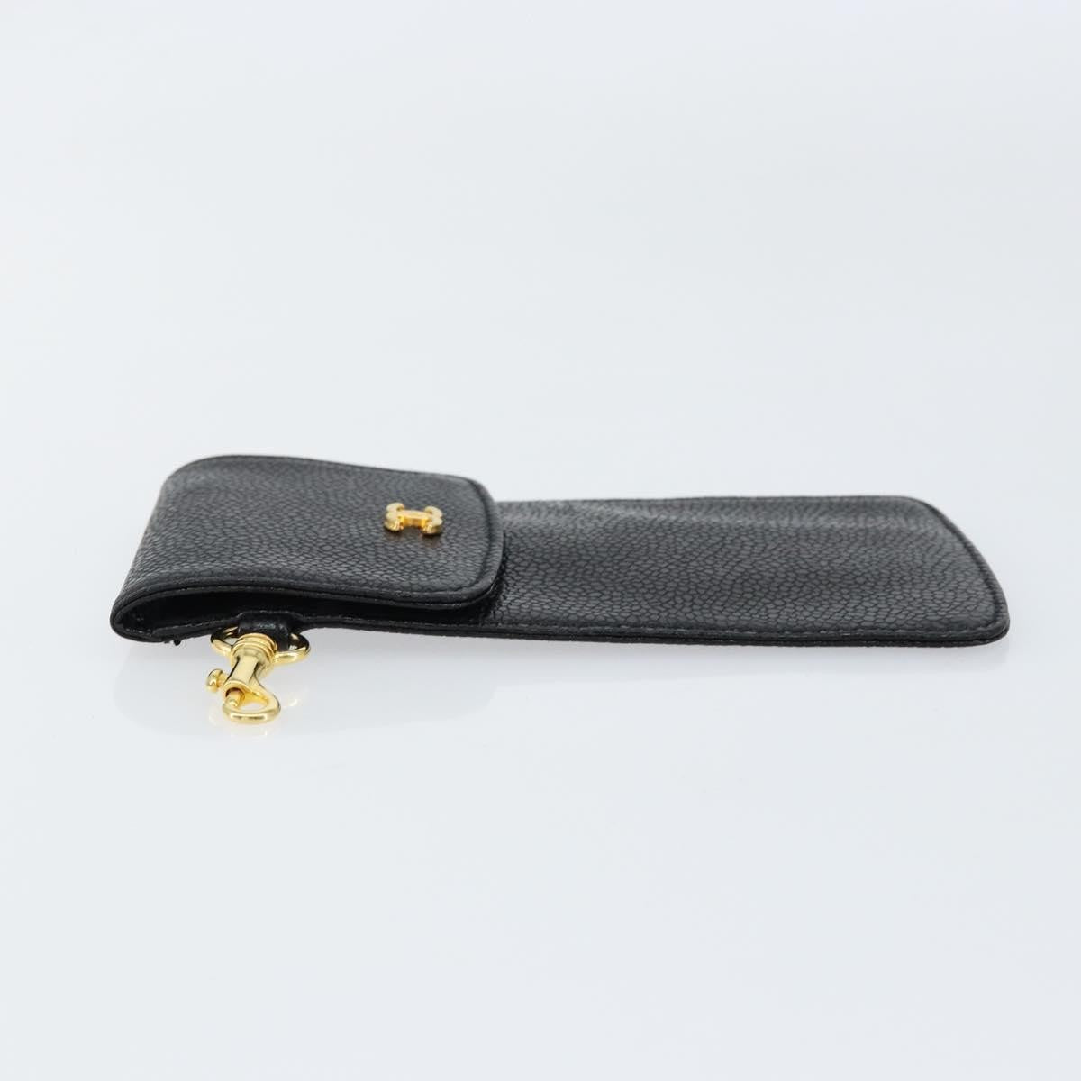Chanel Vintage CC Phone Holder Crossbody Bag Caviar, BLACK, LEATHER, Clutche & pouche