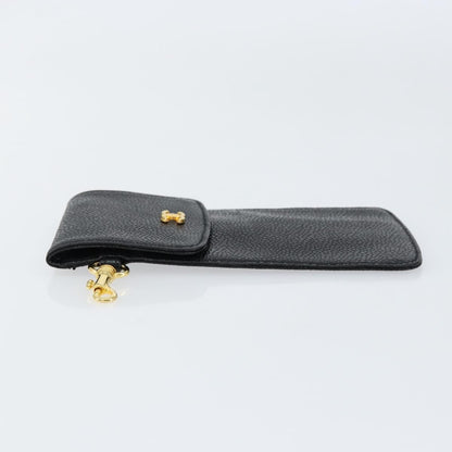 Chanel Vintage CC Phone Holder Crossbody Bag Caviar, BLACK, LEATHER, Clutche & pouche