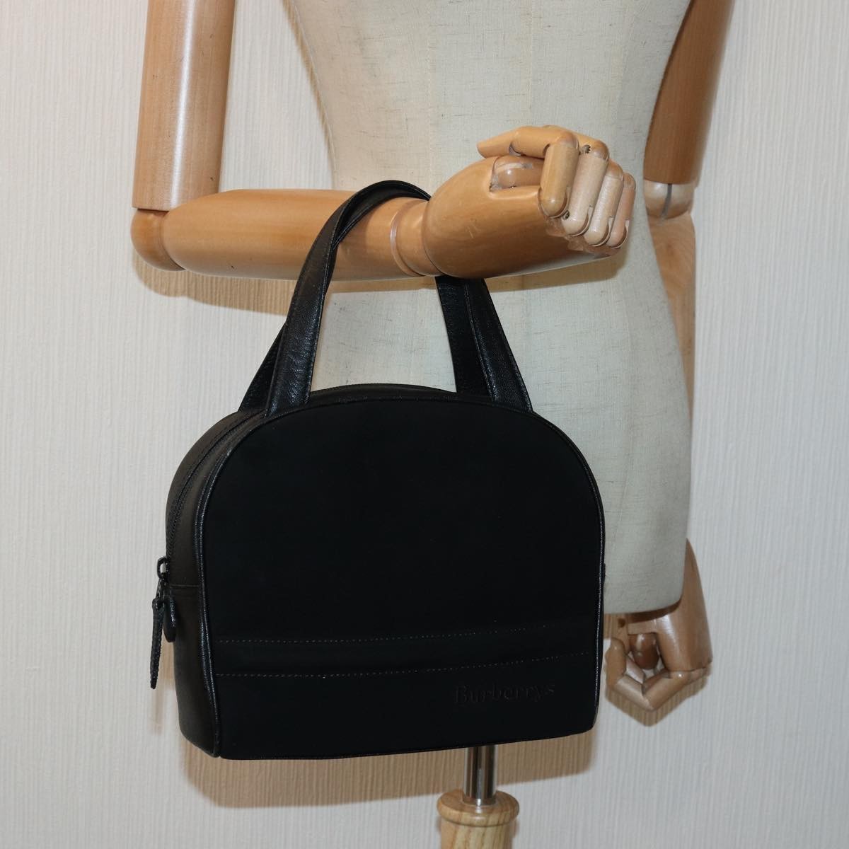 Burberry Vintage Handbag Suede, BLACK, SUEDE, Handbag