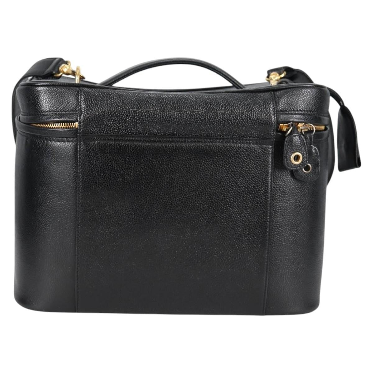 Chanel Vintage Timeless Vanity Case Caviar, BLACK, LEATHER, Toiletry Case