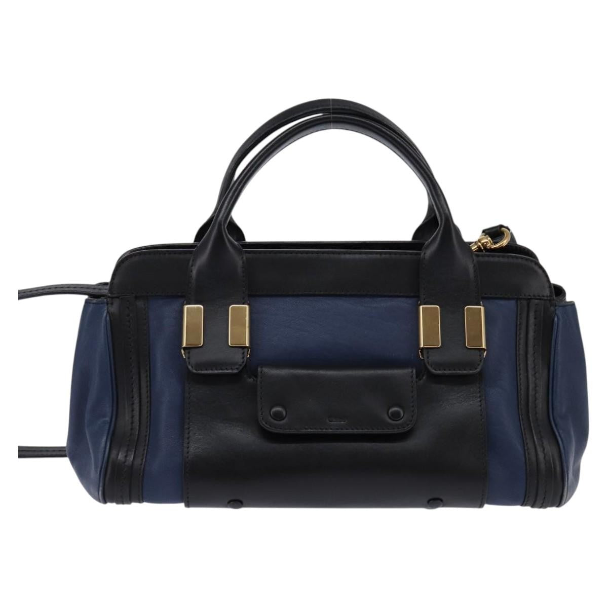Chloe Alice Satchel Leather, NAVY, LEATHER, Handbag