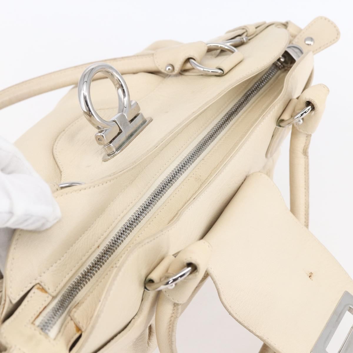 Salvatore Ferragamo Gancini handbag Leather, BEIGE, LEATHER, Handbag