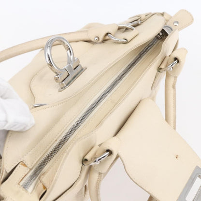 Salvatore Ferragamo Gancini handbag Leather, BEIGE, LEATHER, Handbag