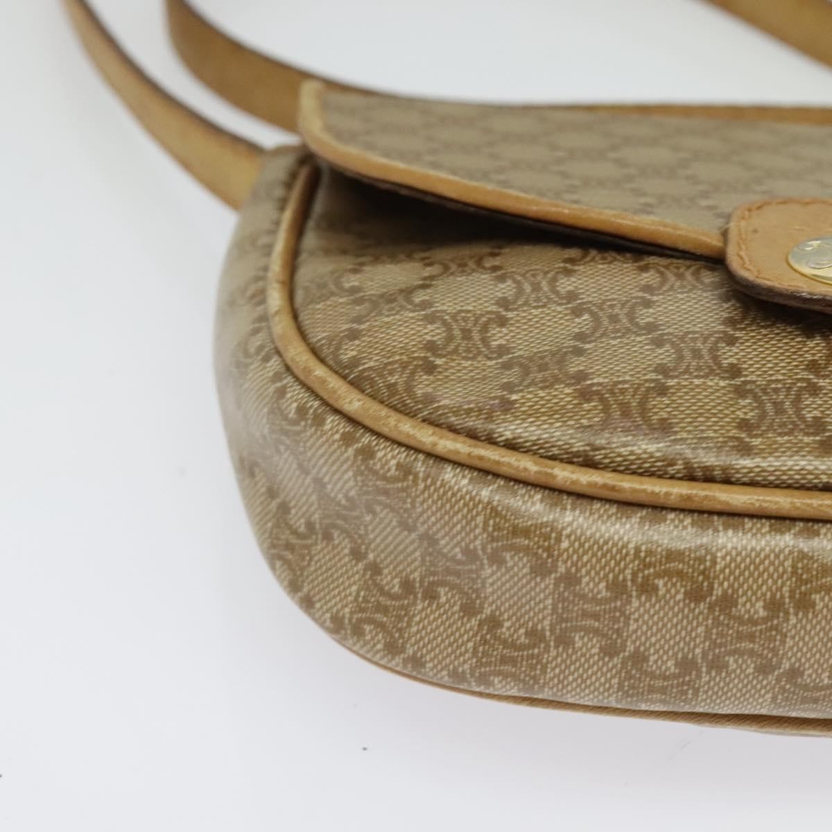 Celine Vintage Macadam Shoulder Bag Macadam Canva  Vinyl, BEIGE, PVC, Shoulder bag