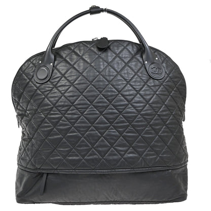 Chanel Horizontal Sport Weekender Bag Quilted Coated Canvas, BLACK, NYLON, Travel bag
