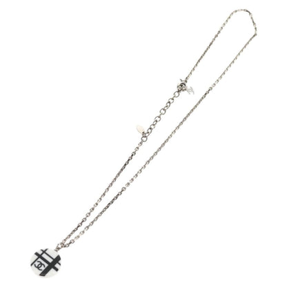 Chanel Vintage CC Pendant Long Necklace Metal, SILVER, METAL, Necklace