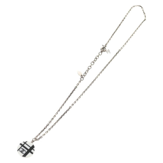 Chanel Vintage CC Pendant Long Necklace Metal, SILVER, METAL, Necklace