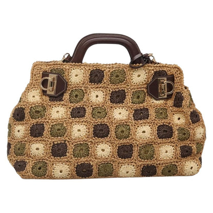 Salvatore Ferragamo Soft W Tote RAFFIA, BROWN, WOOD, Tote bag