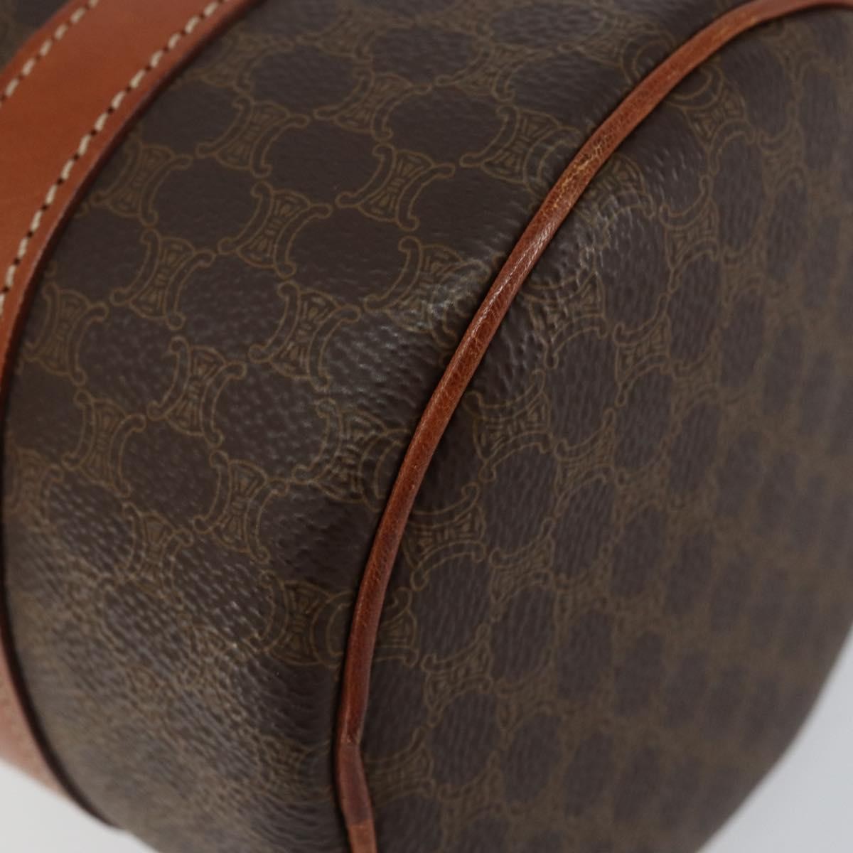 Celine Vintage Macadam Handbag Canvas and Leather, BROWN, PVC, Shoulder bag