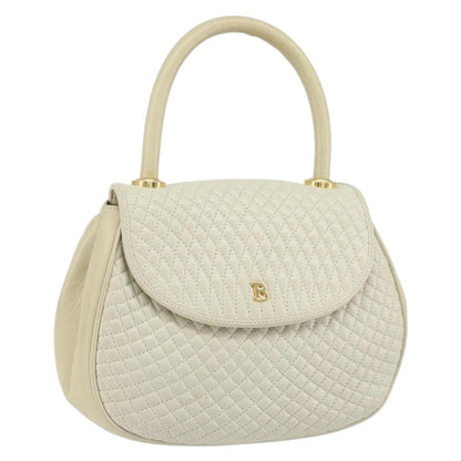 Bally Vintage Handbag Quilted Leather, White, Leather, Handbag