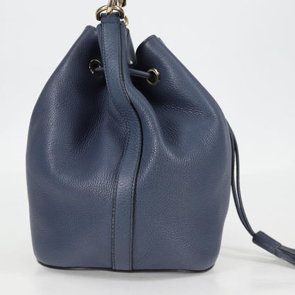 Gucci Miss Bamboo Bucket Bag Leather, BLUE, LEATHER, Handbag