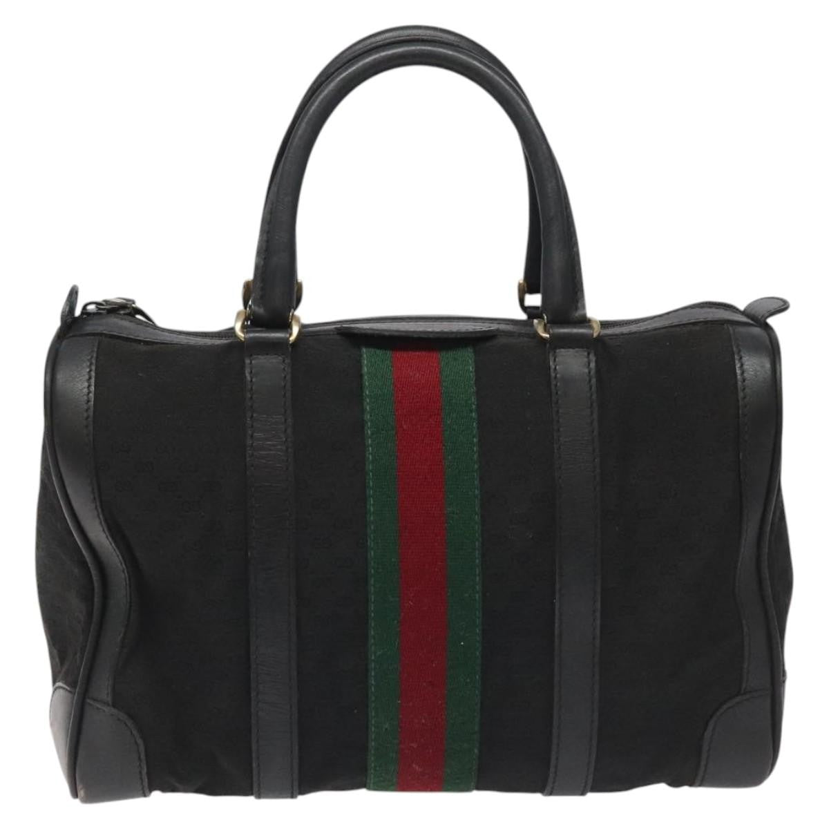 Gucci Vintage Web Boston Bag GG Canvas, BLACK, CANVAS, Handbag