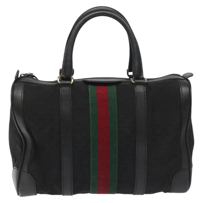 Gucci Vintage Web Boston Bag GG Canvas, BLACK, CANVAS, Handbag