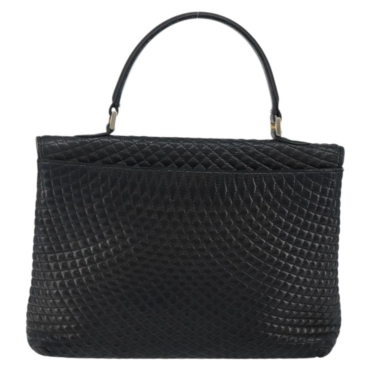 Bally Vintage Handbag Quilted Leather, BLACK, LEATHER, Handbag