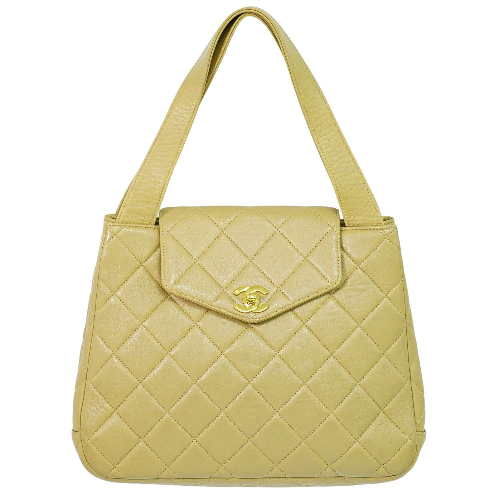 Chanel Vintage Tote Leather, BEIGE, LEATHER, Tote bag