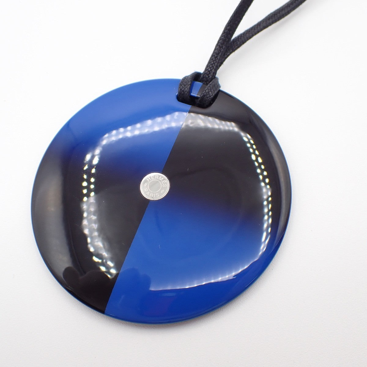 Hermes Necklace Buffalo Horn and Lacquer, Blue, Horn, Necklace
