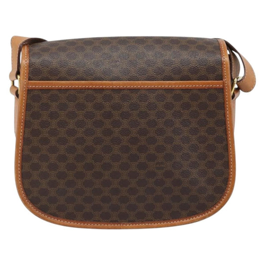 Celine Vintage Macadam Shoulder Bag Canvas and Leather, BROWN, CANVAS, Shoulder bag