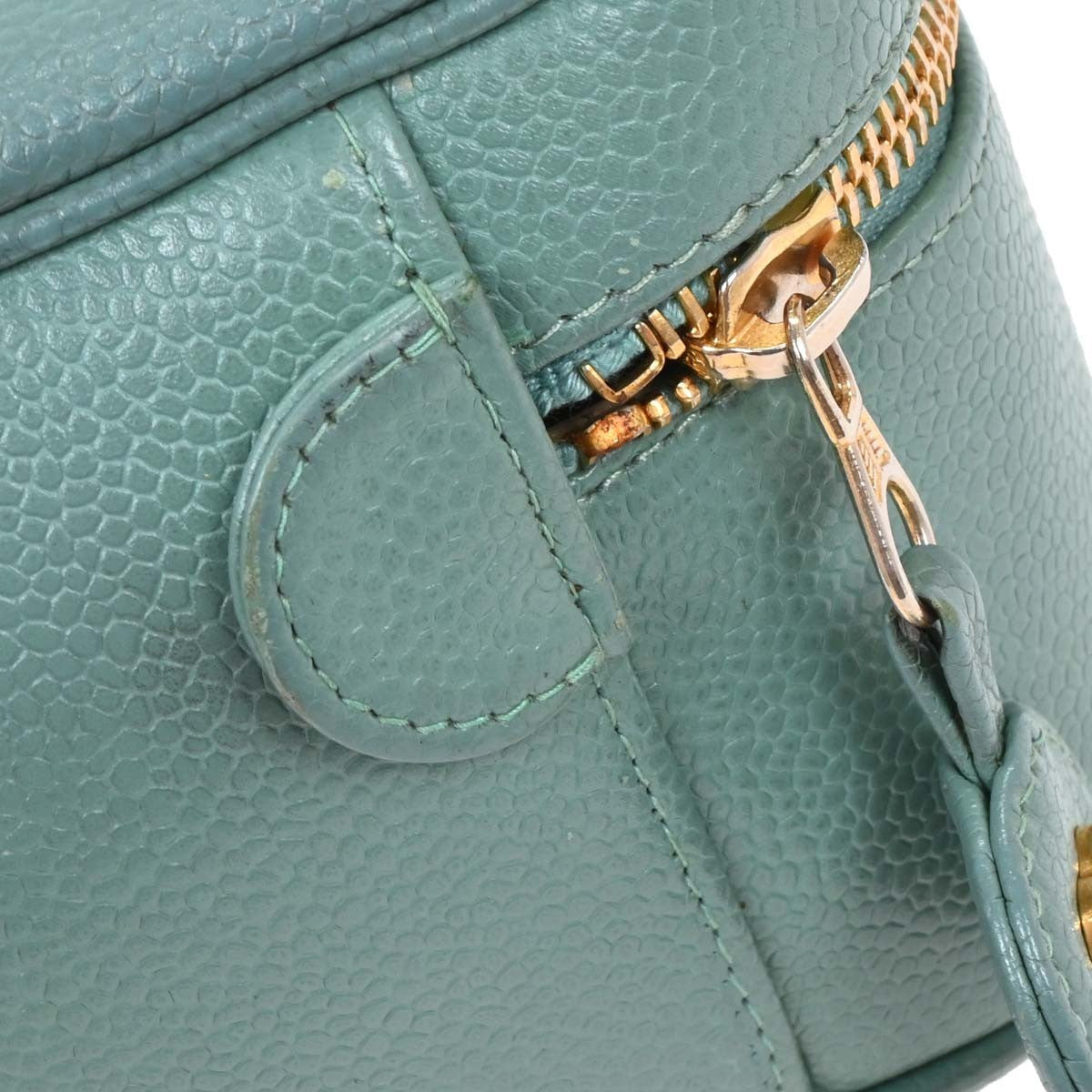 Chanel Vintage Timeless Vanity Case Caviar, GREEN, LEATHER, Clutche & pouche