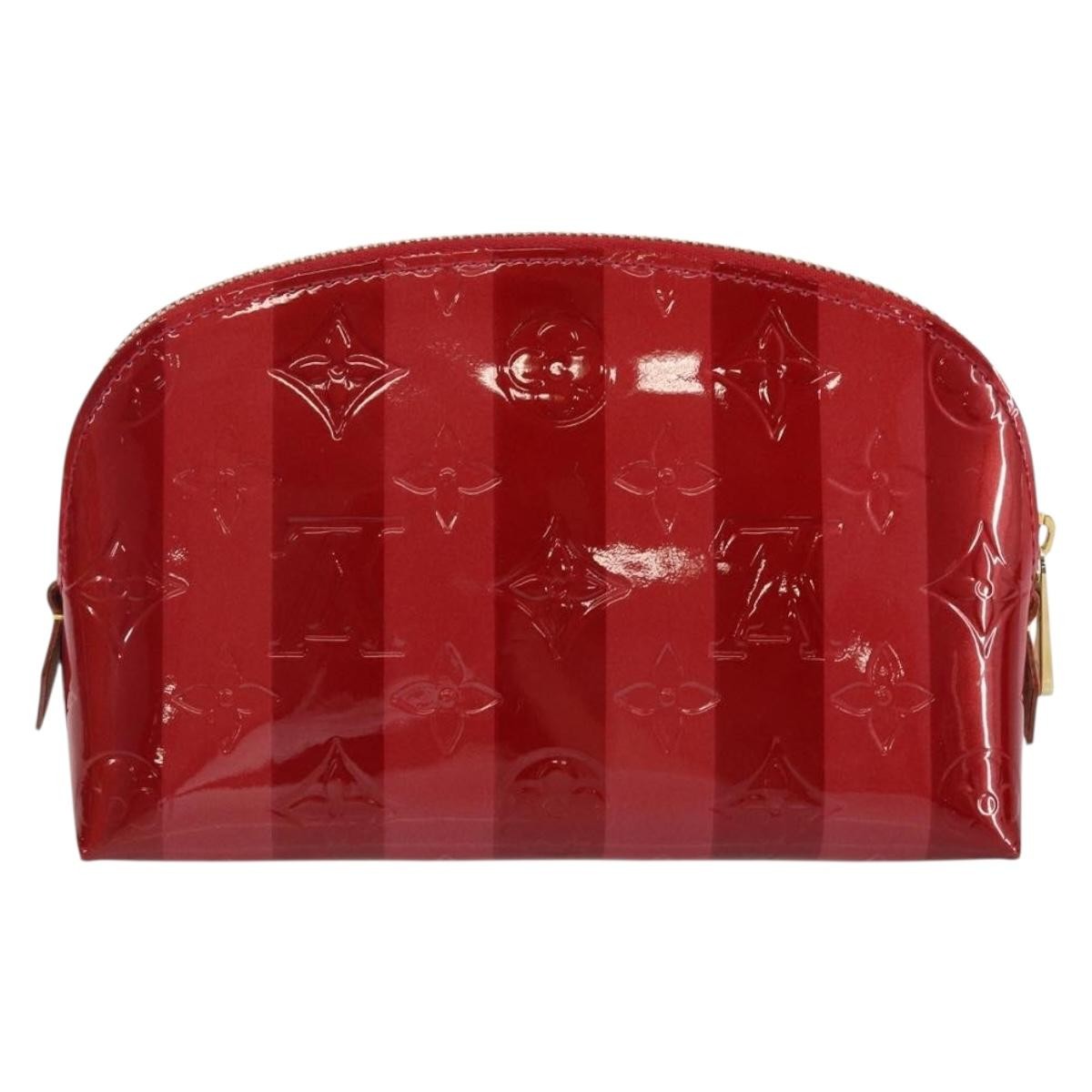 Louis Vuitton Cosmetic Pouch Limited Edition Monogram Vernis Rayures, RED, PATENT_LEATHER, Toiletry Case