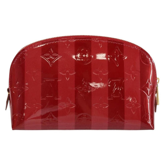 Louis Vuitton Cosmetic Pouch Limited Edition Monogram Vernis Rayures, RED, PATENT_LEATHER, Toiletry Case