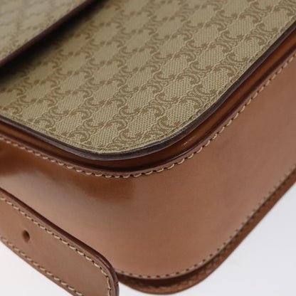 Celine Vintage Convertible Macadam Turnlock Shoulder Bag Canvas and Leather, BEIGE, CANVAS, Shoulder bag