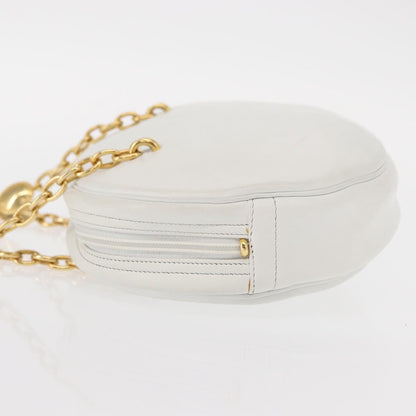 Christian Dior Vintage Zip Shoulder Bag Leather, WHITE, LEATHER, Shoulder bag