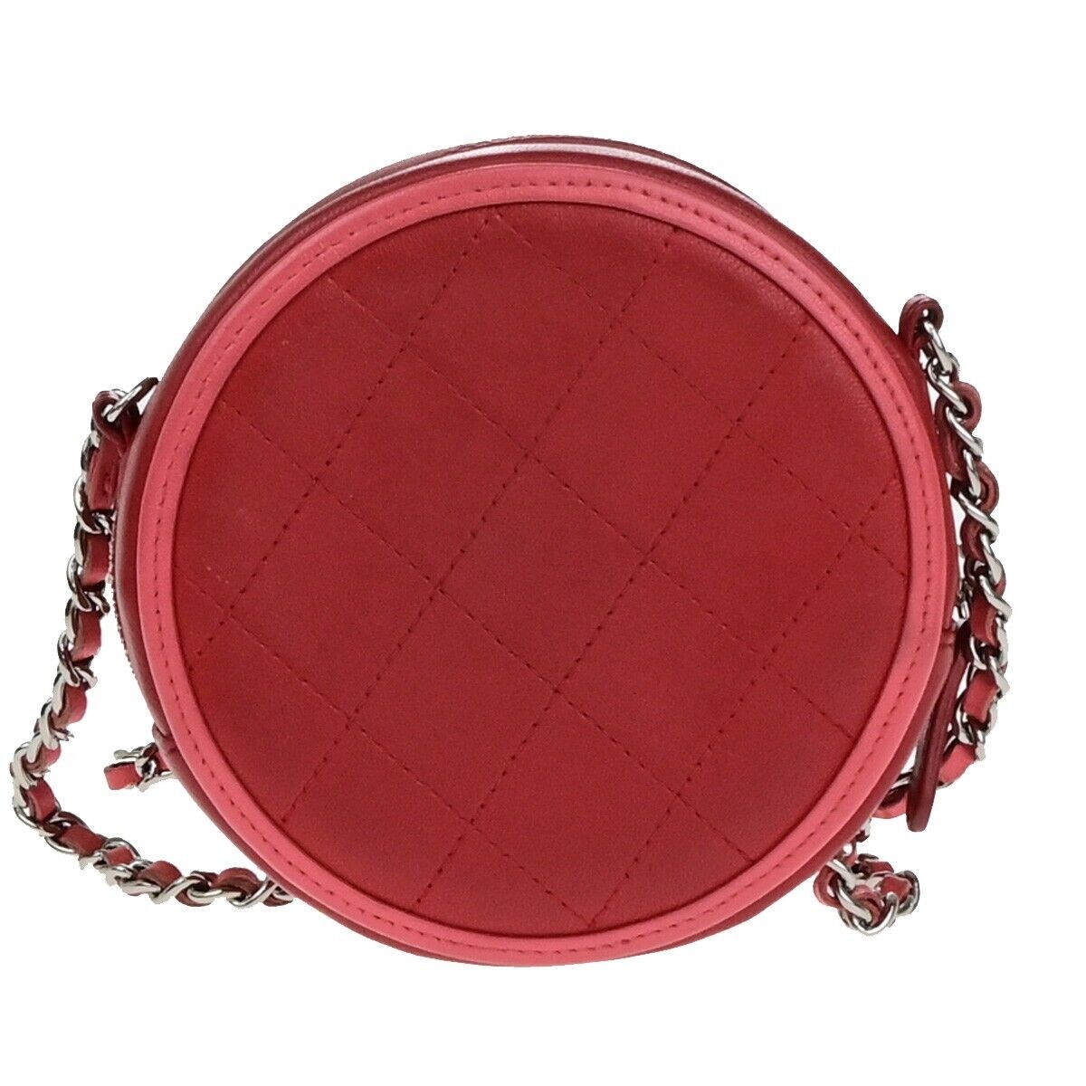 Chanel Pearl Crush Round Clutch with Chain Quilted Lambskin, PINK, LEATHER, Shoulder bag