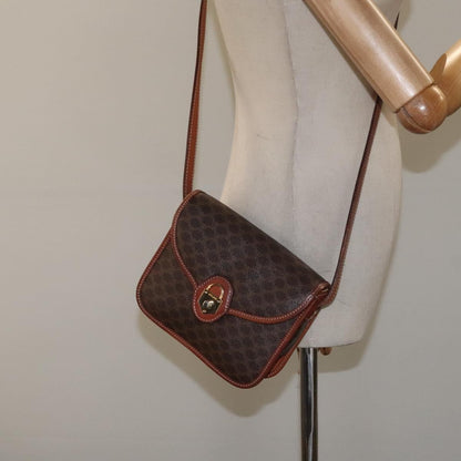 Celine Vintage Macadam Shoulder Bag Canvas and Leather, BROWN, CANVAS, Shoulder bag