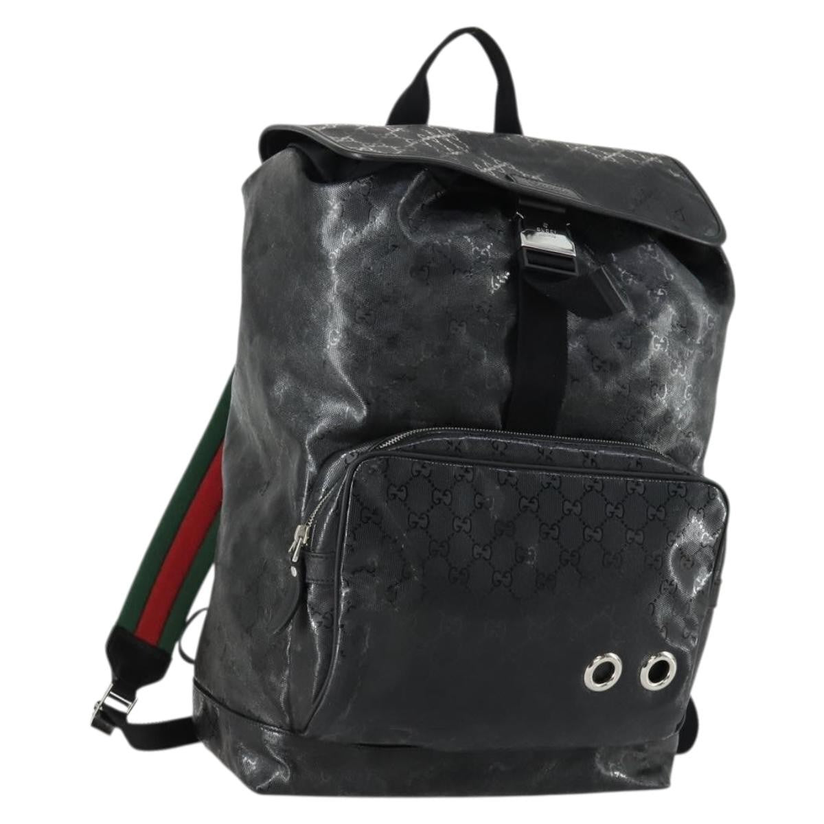 Gucci Buckle Backpack GG Imprime, BLACK, CANVAS, Backpack