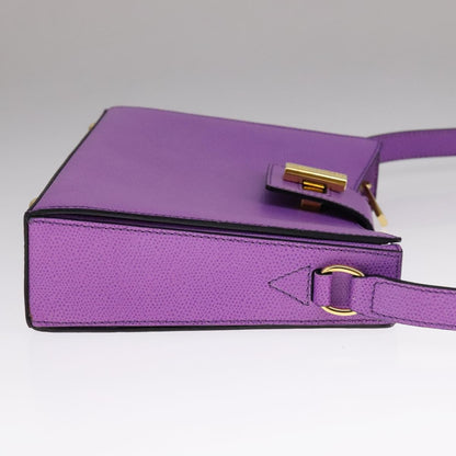 Celine Vintage turn lock shoulder bag Leather, PURPLE, LEATHER, Shoulder bag