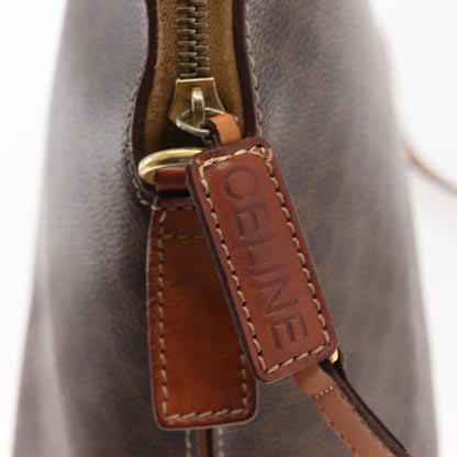 Celine Vintage Macadam Handbag Canvas and Leather, BROWN, CANVAS, Handbag