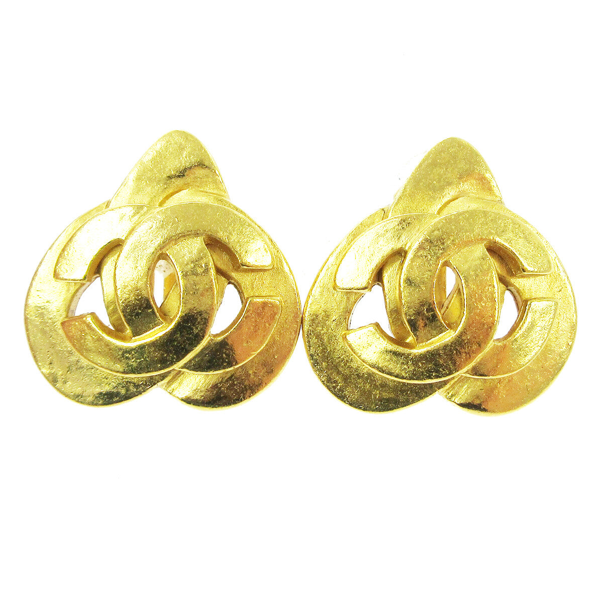 Chanel Vintage CC Heart Cut Out Drop Clip-On Earrings Metal, GOLD, GOLD_PLATED, Earrings
