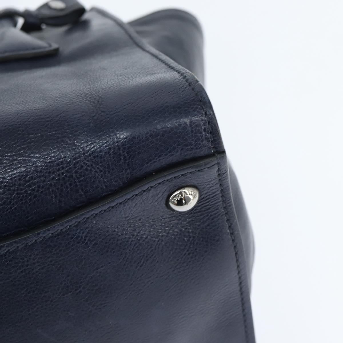 Prada Cuir Convertible Shopping Tote Leather, NAVY, LEATHER, Handbag