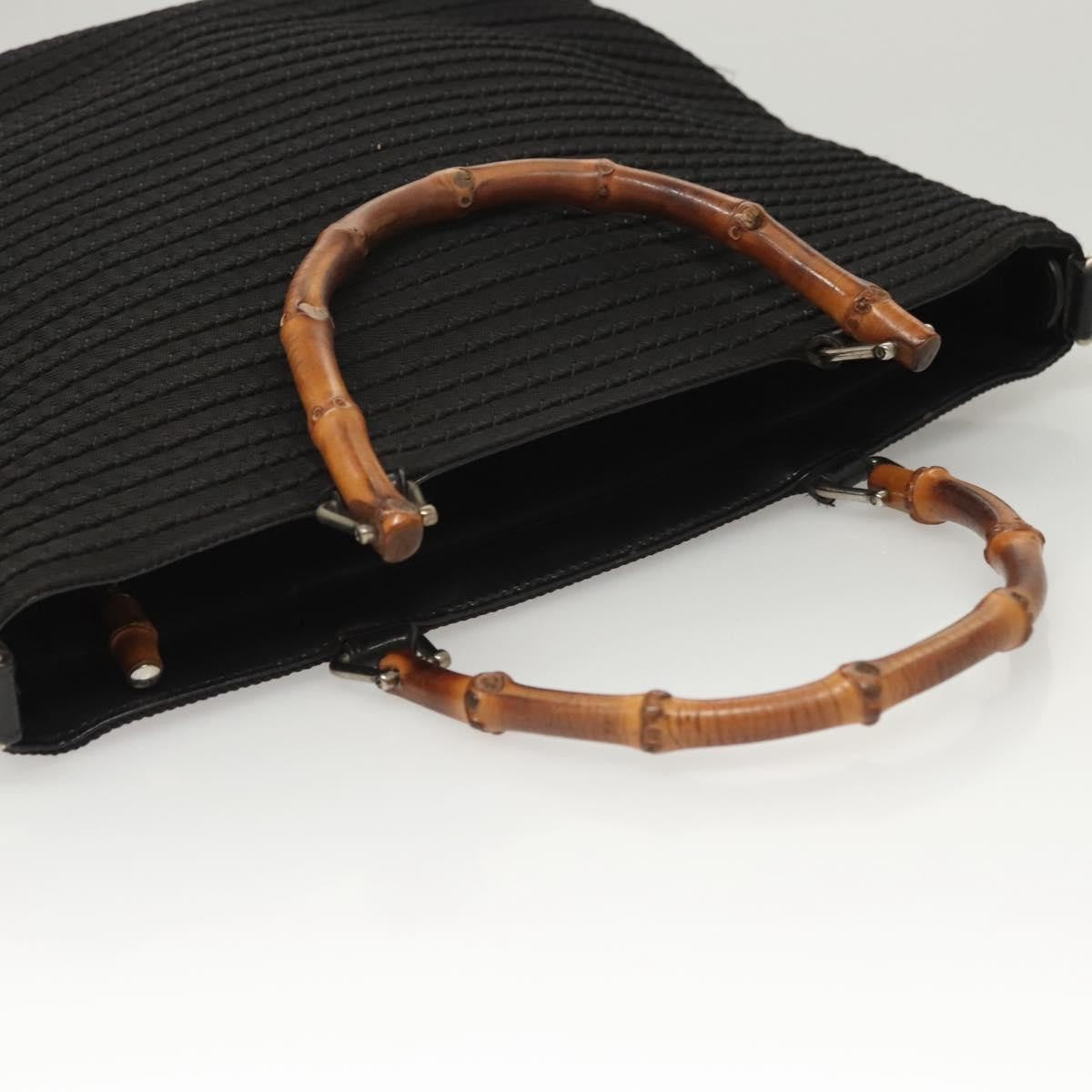 Gucci Vintage Bamboo Handle Tote Canvas, BLACK, CANVAS, Tote bag
