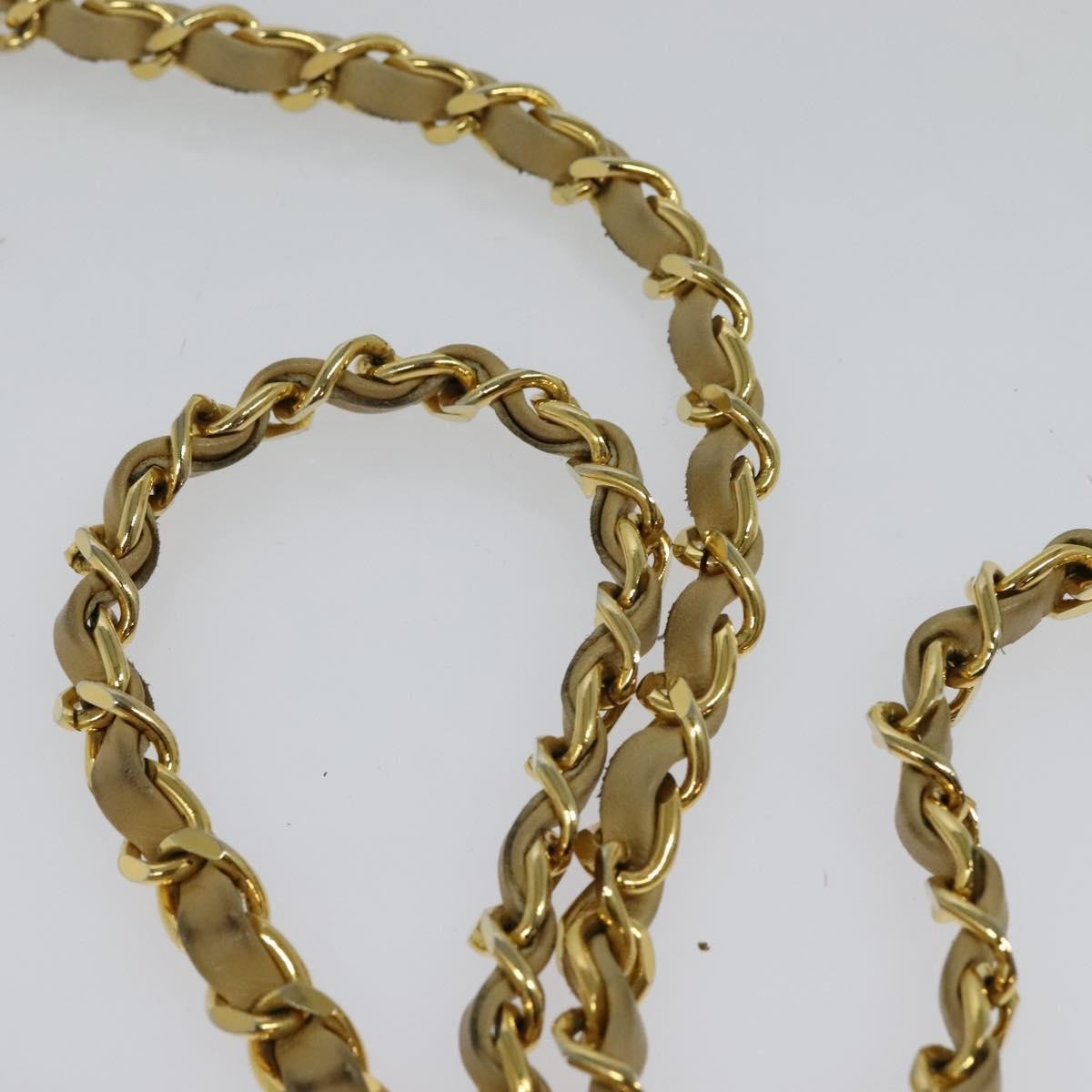 Chanel Logo Chain Shoulder Bag Leather, BEIGE, LEATHER, Shoulder bag