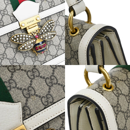 Gucci Queen Margaret Top Handle Bag GG Coated Canvas with Leather, BEIGE, CANVAS, Handbag