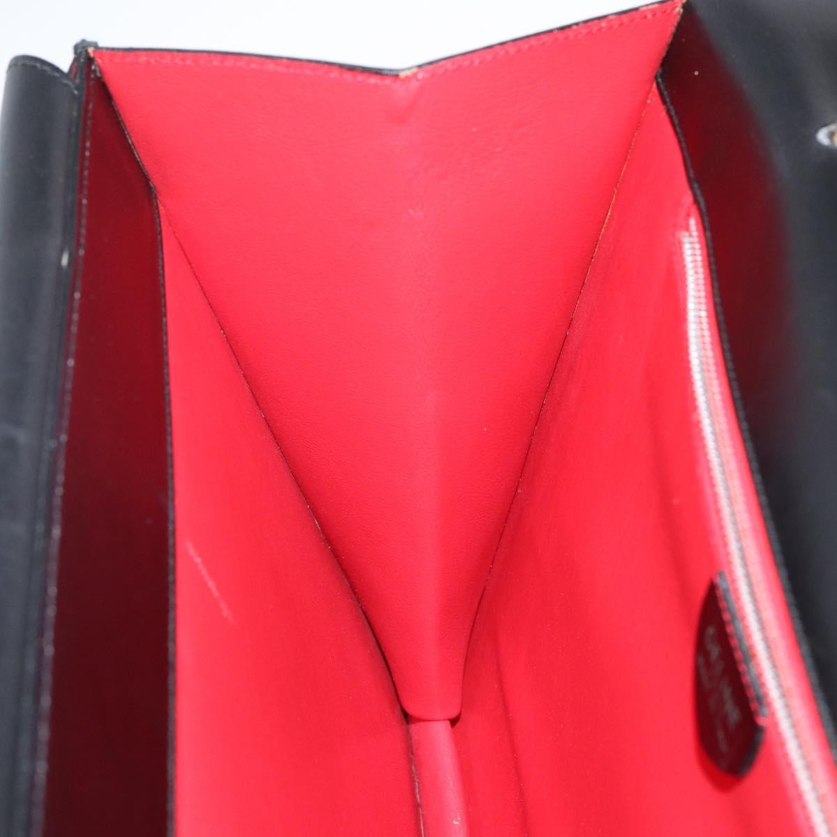 Celine Vintage Top Handle Bag Glazed Leather, BLACK, LEATHER, Handbag