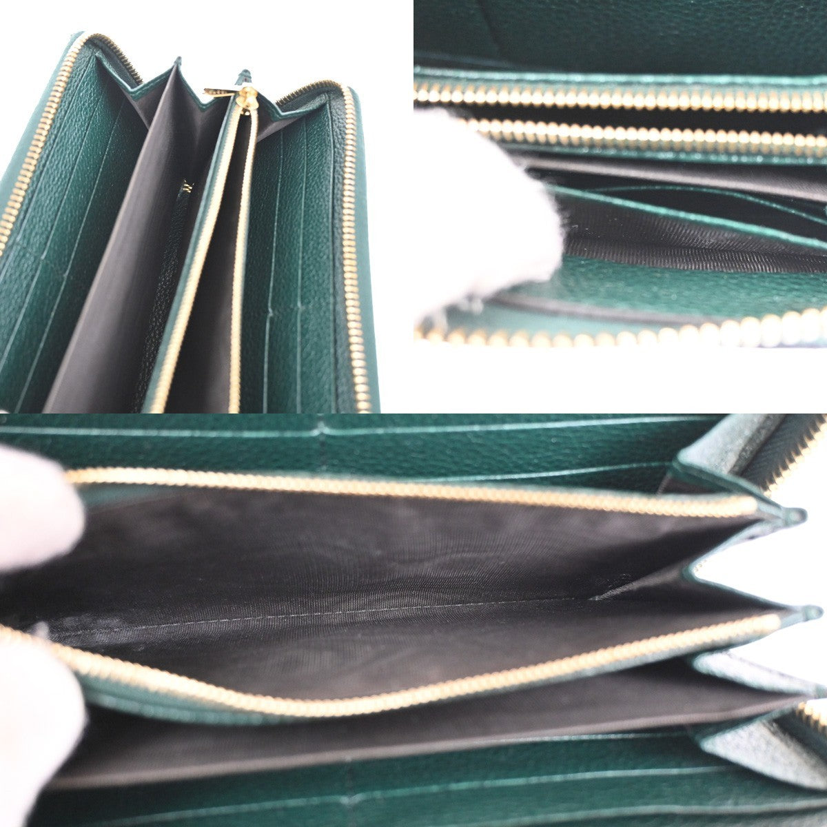 Gucci Zumi Zip Around Wallet Leather, GREEN, LEATHER, Wallets