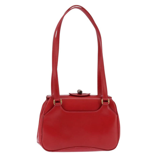 Gucci Vintage Bamboo Shoulder Bag Leather, RED, LEATHER, Shoulder bag