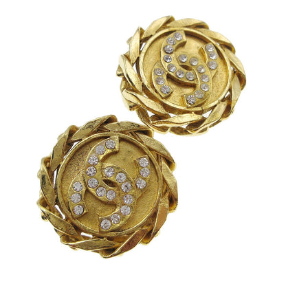 Chanel CC Button Clip-On Earrings Metal with Faux Pearl, GOLD, GOLD_PLATED, Earrings