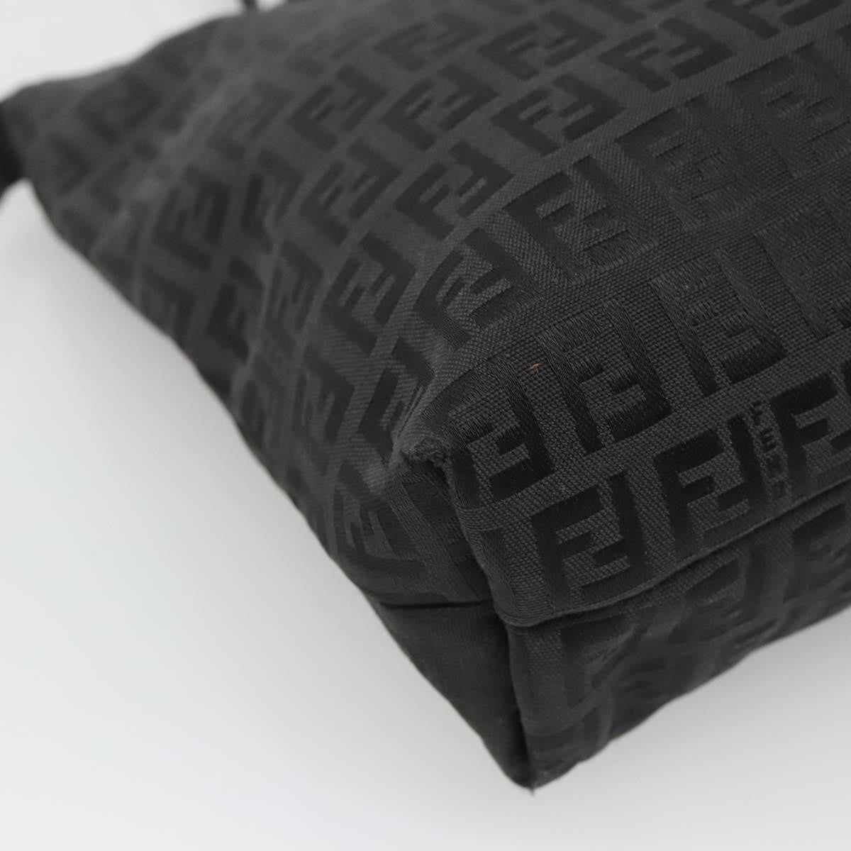 Fendi Roll Tote Zucchino Canvas, BLACK, CANVAS, Tote bag