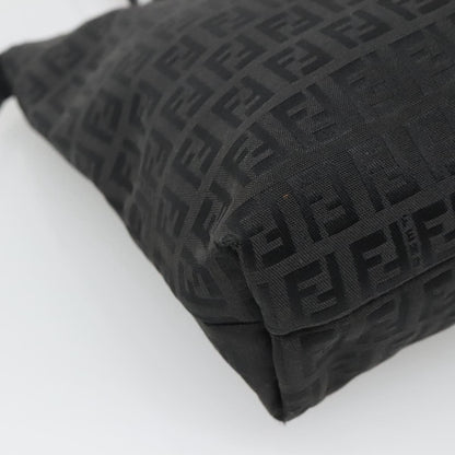 Fendi Roll Tote Zucchino Canvas, BLACK, CANVAS, Tote bag
