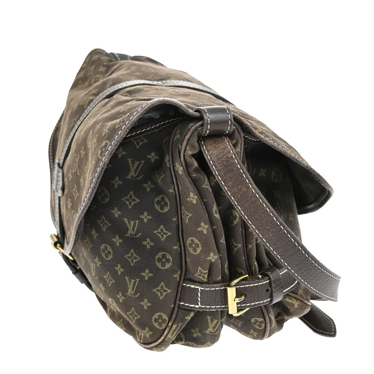 Louis Vuitton Saumur Handbag Mini Lin, BROWN, CANVAS, Handbag