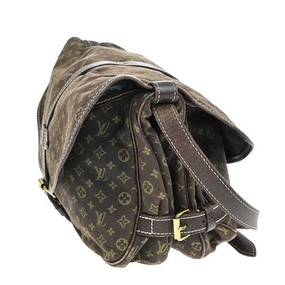 Louis Vuitton Saumur Handbag Mini Lin, BROWN, CANVAS, Handbag