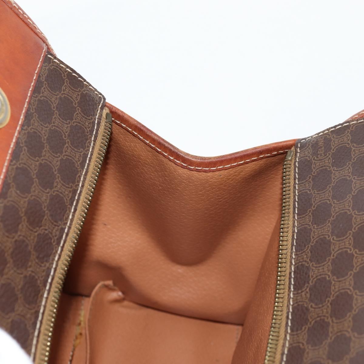 Celine Vintage Macadam Shoulder Bag Leather, BROWN, LEATHER, Shoulder bag