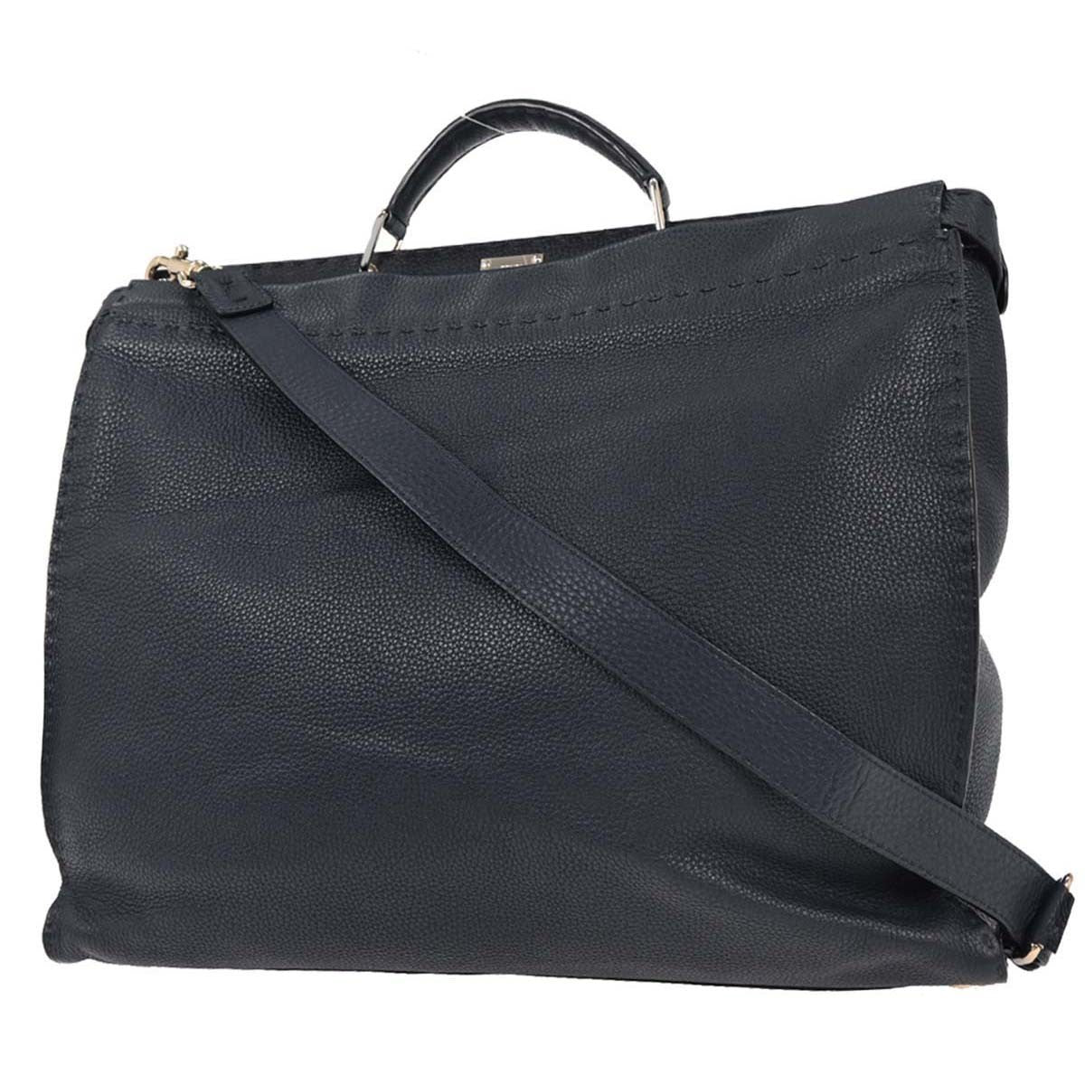 Fendi Monster Selleria Peekaboo Fit Bag Leather, NAVY, LEATHER, Tote bag